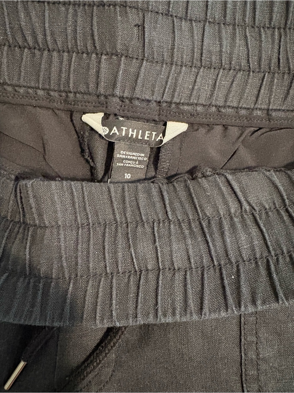 Athleta Wide-Leg Linen Drawstring Pants in Black - Picture 3 of 5